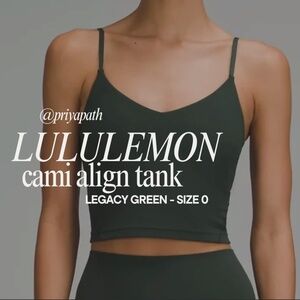 Lululemon Align Cropped Cami Tank Top Light Support, A/B Cup - Size 0